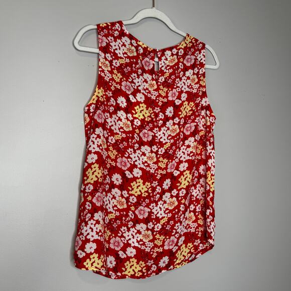 41 Hawthorn Lexie Pleated Sleeveless Blouse Red Floral Top NWT Women Size M - Picture 4 of 7